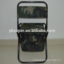 Collapsible folding chair with cooler bag for hiking.